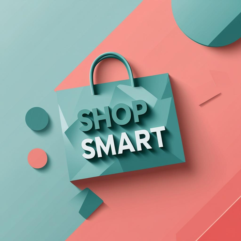 teal and coral shopping logo design
